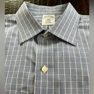 Brooks Brothers Regent Button Down Shirt Blue 17-6/7 Non Iron Cotton